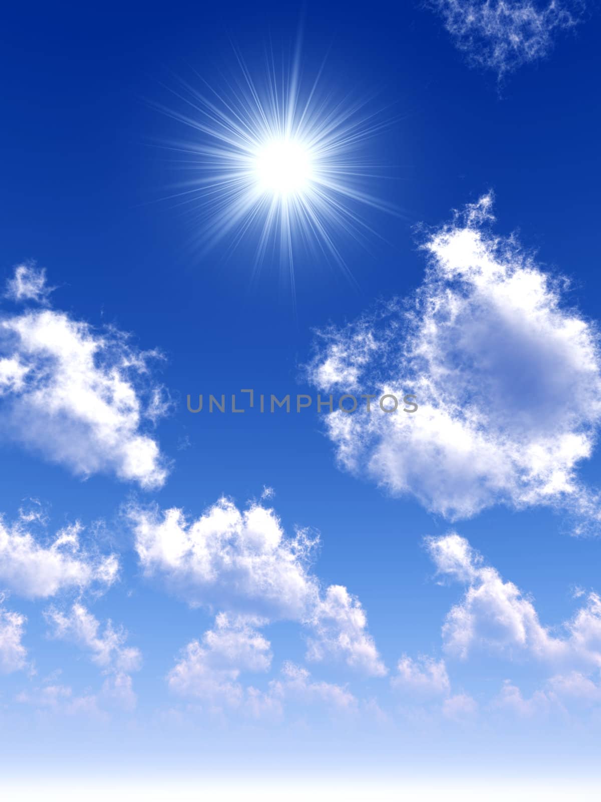 beams of the sun which are making the way through clouds in the blue sky
