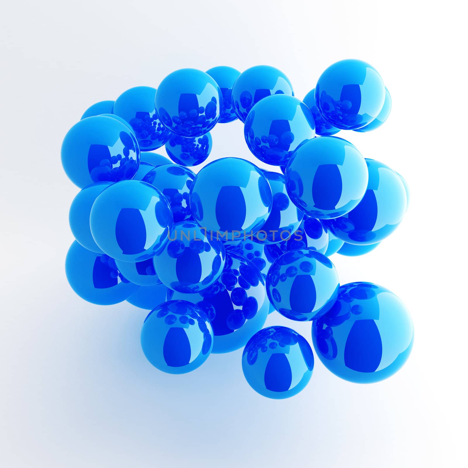 abstract background from bright blue shiny balls
