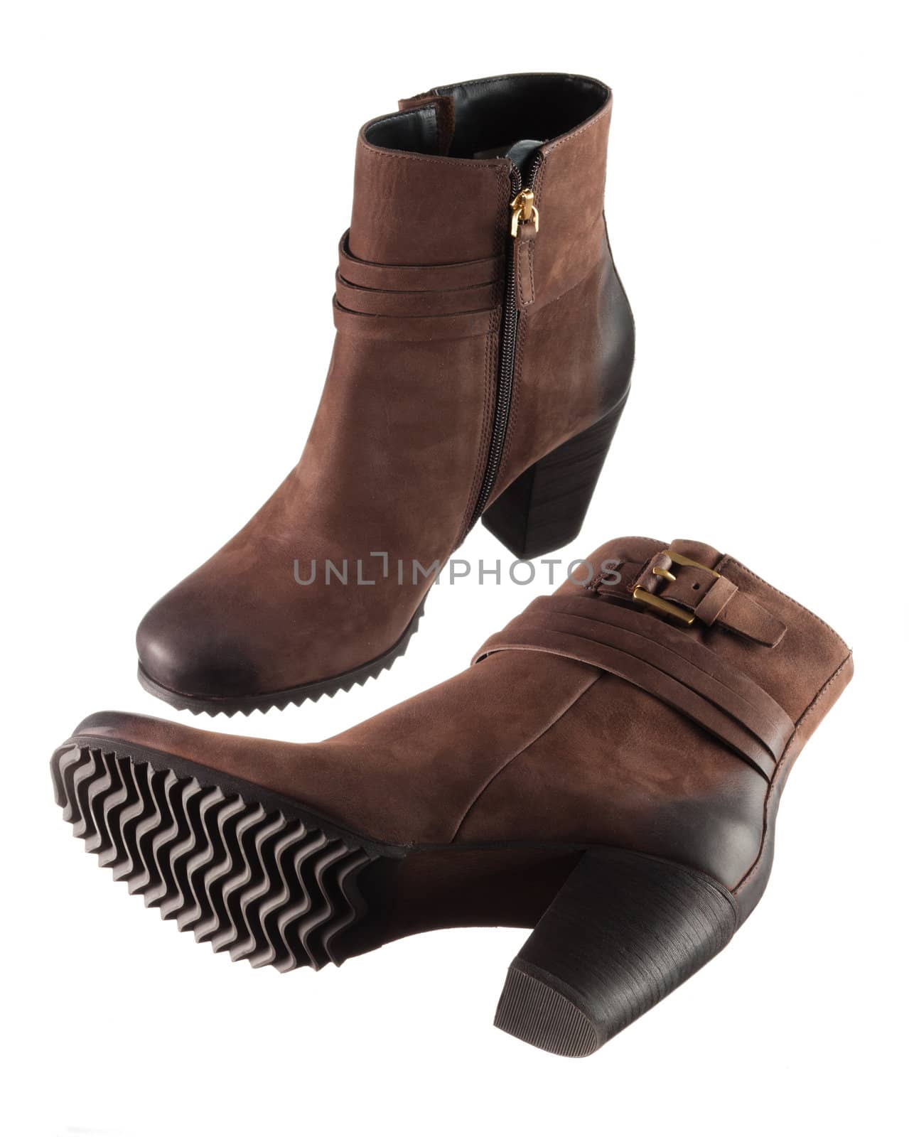 modern female ankle boots over white background