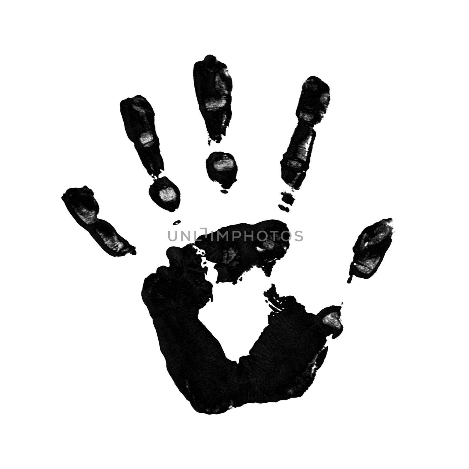 black handprint on white background by photochecker