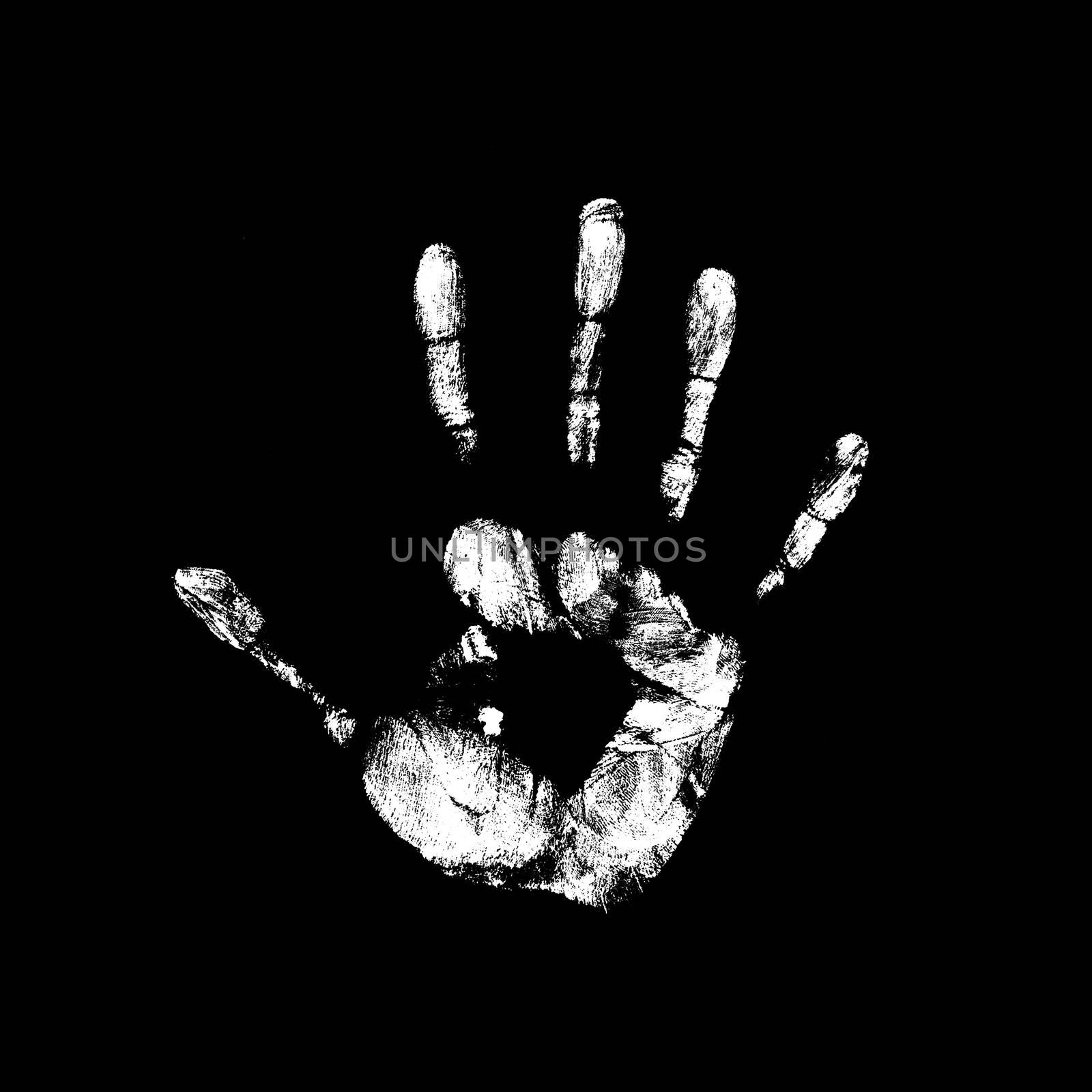 white handprint on a black background by photochecker