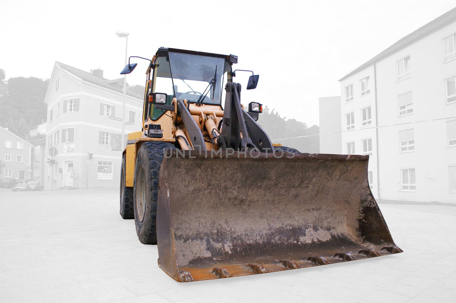 large bulldozer at the construction site in germany