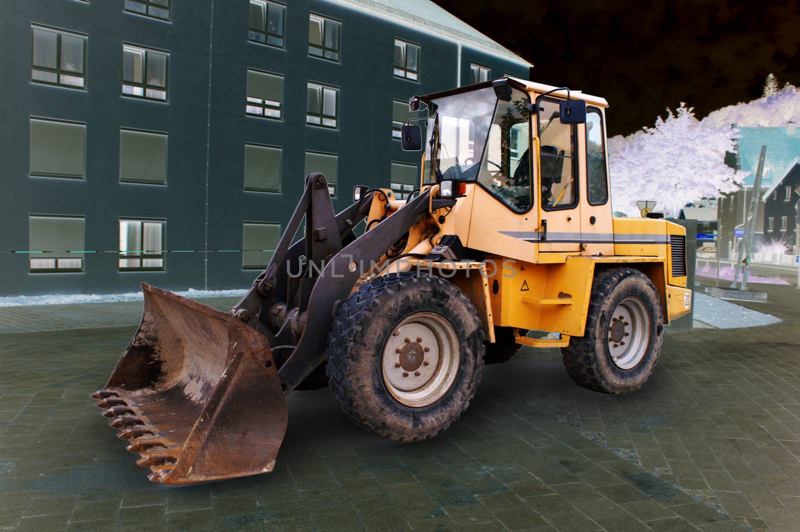 large bulldozer at the construction site in germany