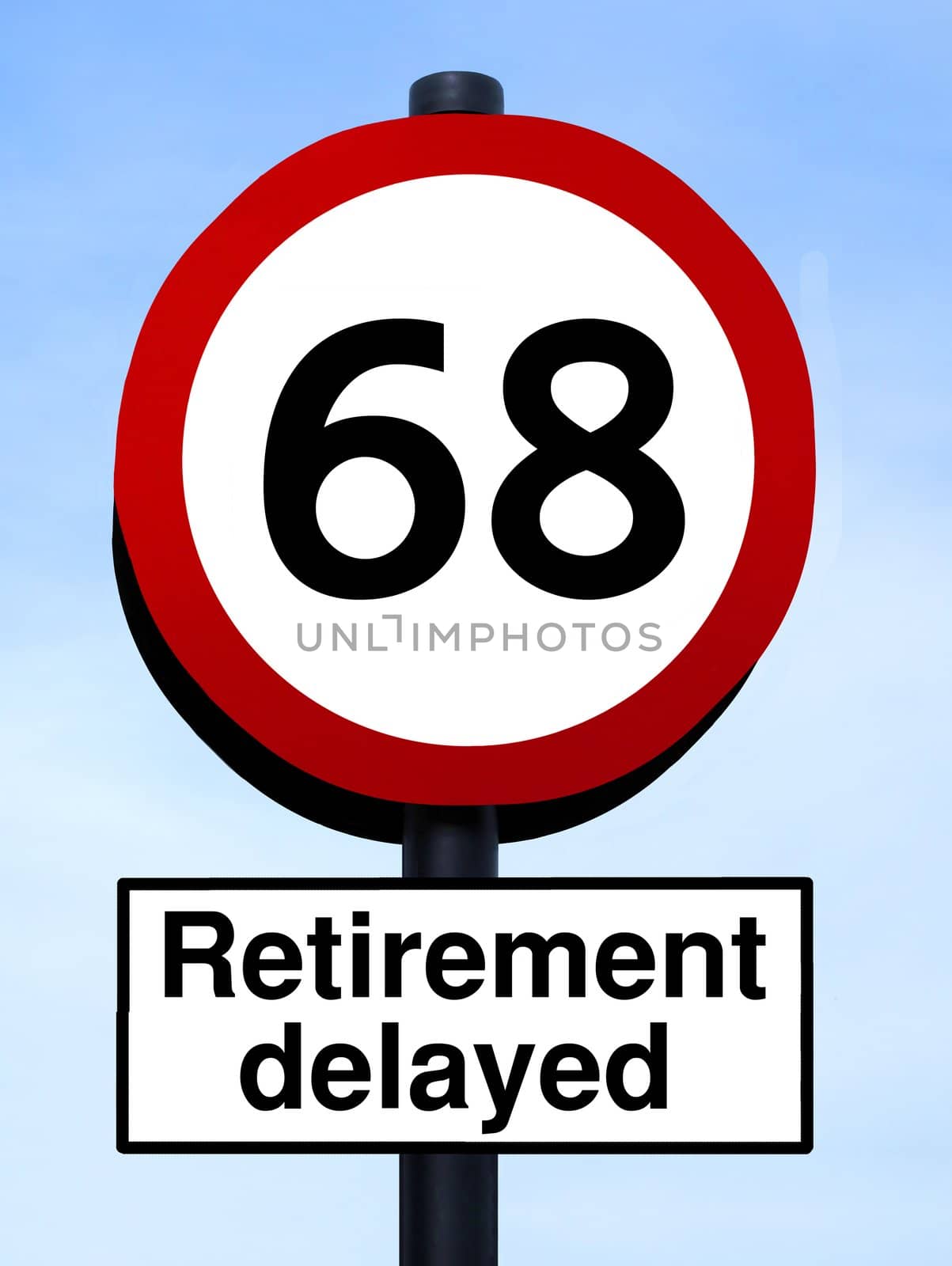 Retirement delayed roadsign with 68