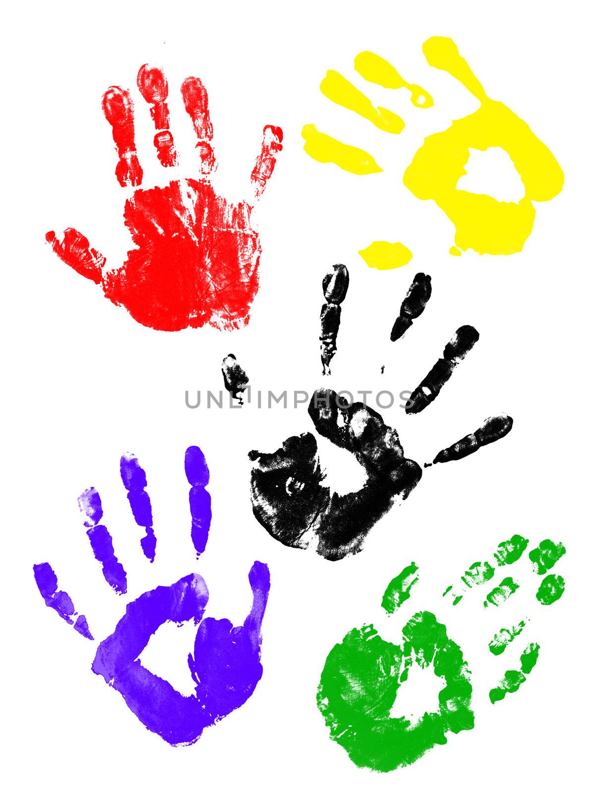 Colorful handprints by photochecker