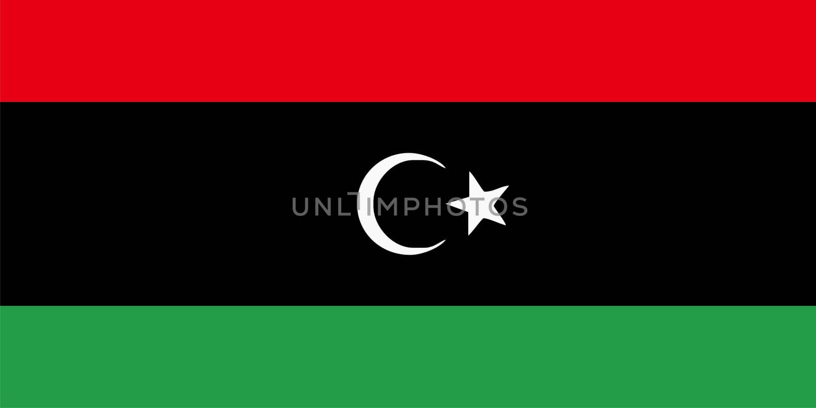 pre-Qaddafi (1969) flag of Libya - isolated vector illustration