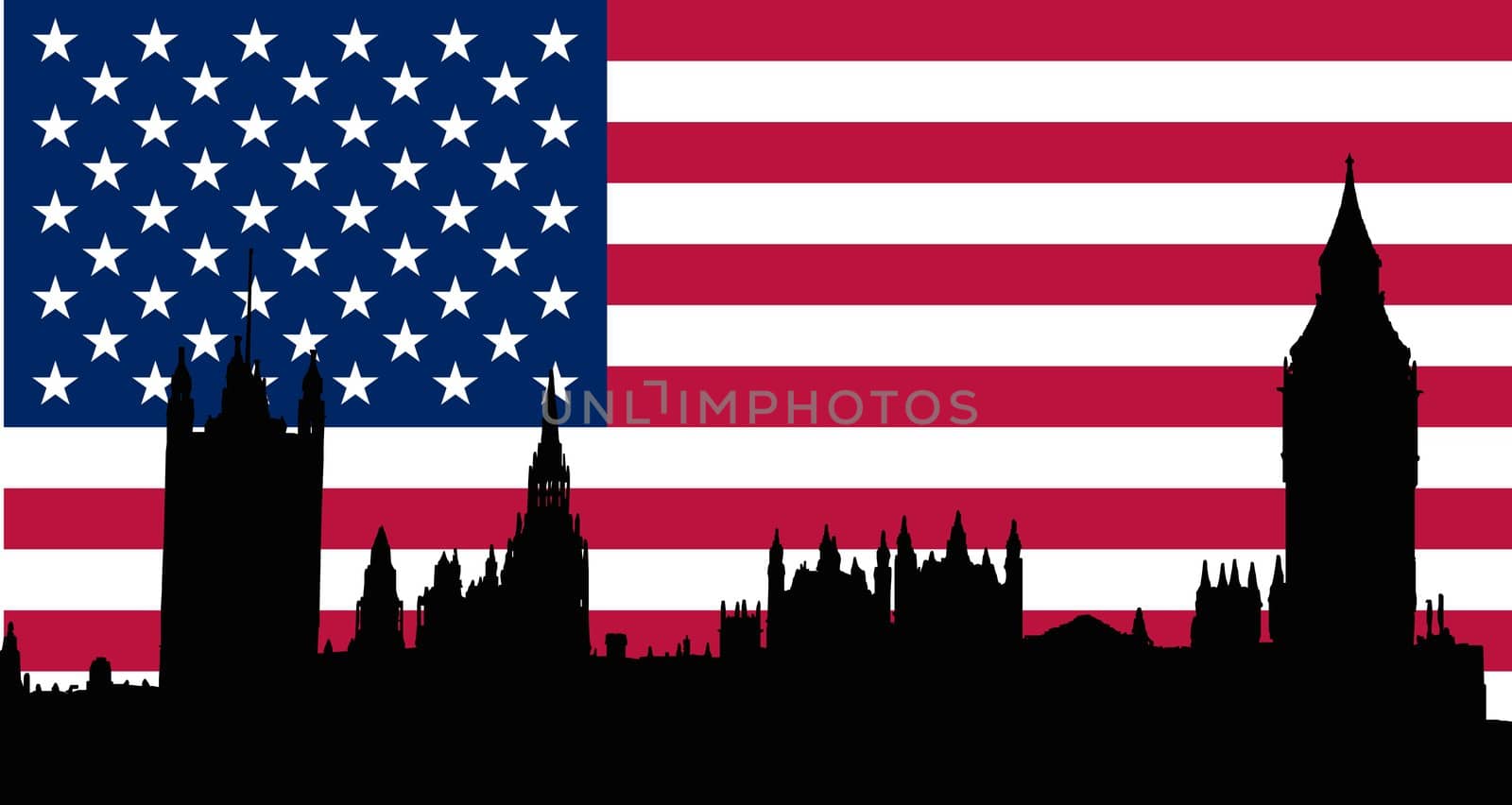 Houses of Parliament over USA flag by paolo77