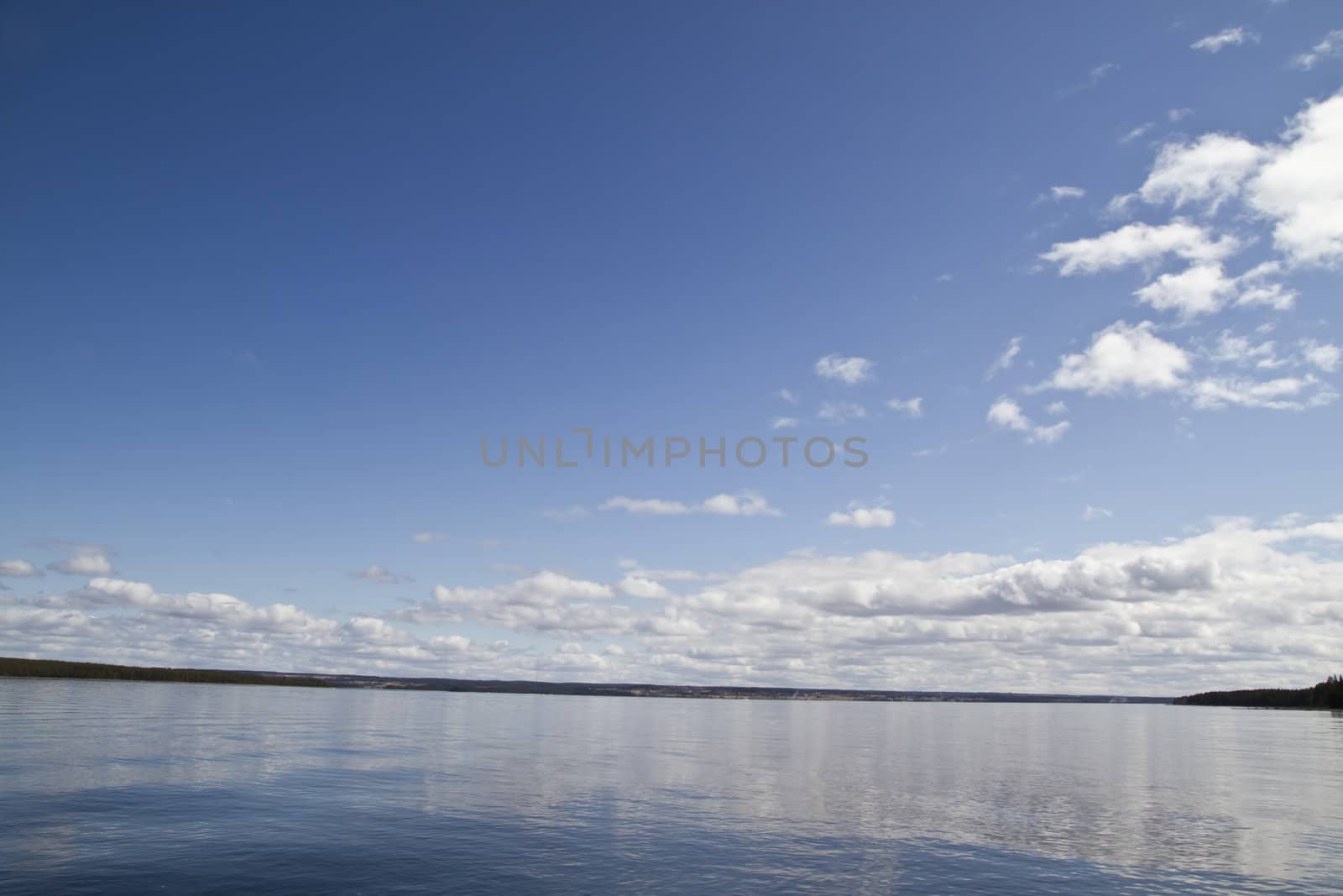 Beautiful landscape of blue sky and lake
