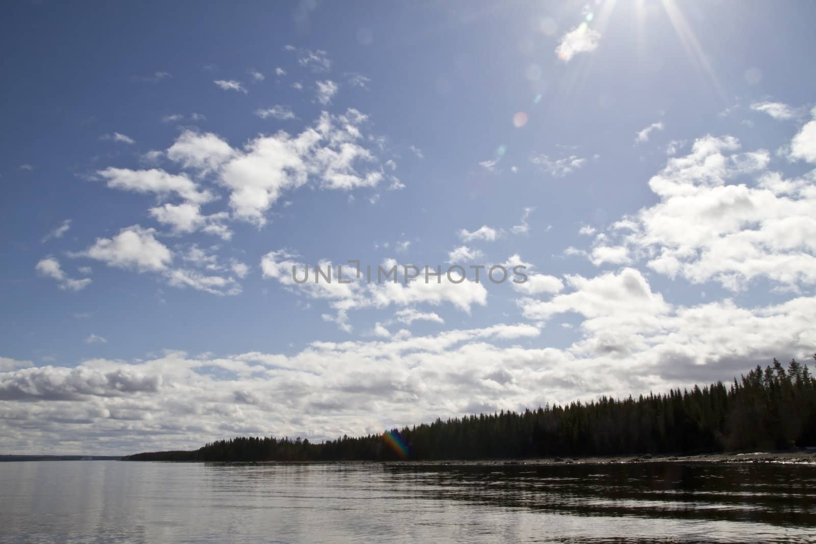 Beautiful landscape of blue sky and lake