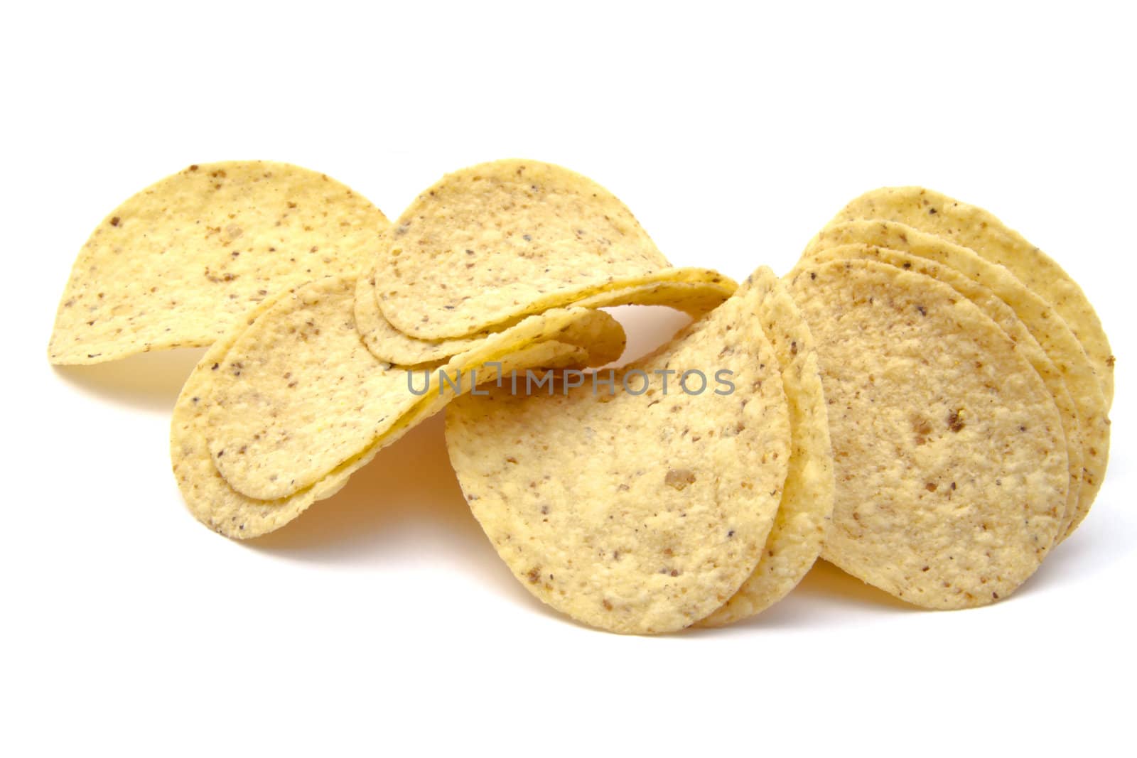 Potato chips isolated on white background 