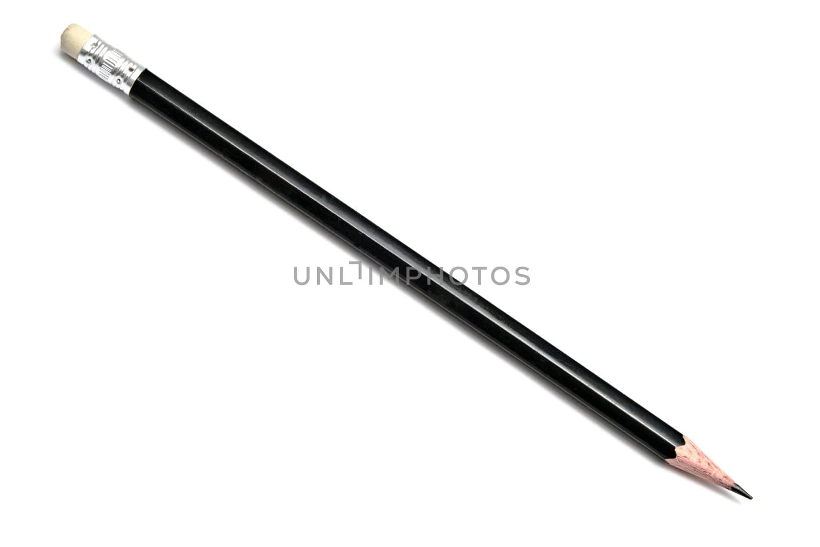 Black pencil isolated on white background 
