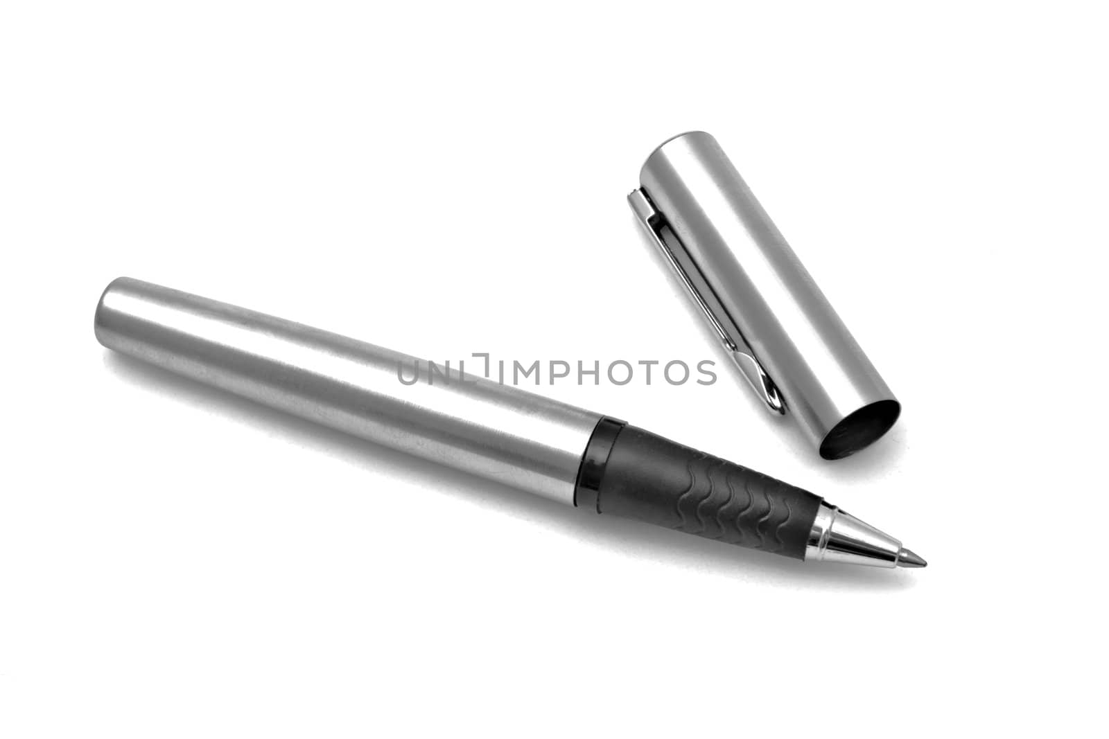 Ball Point Pen Closeup On White background 
