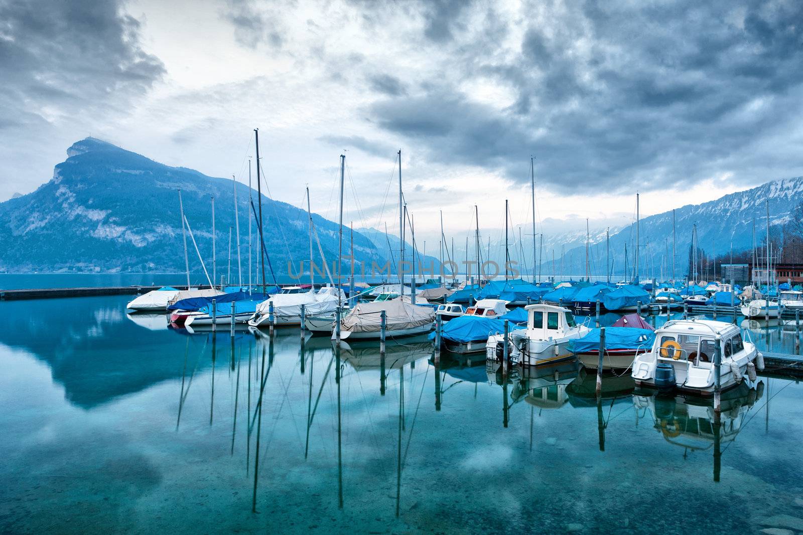 Boats on Lake Thun. Bernese Oberland. Switzerland.