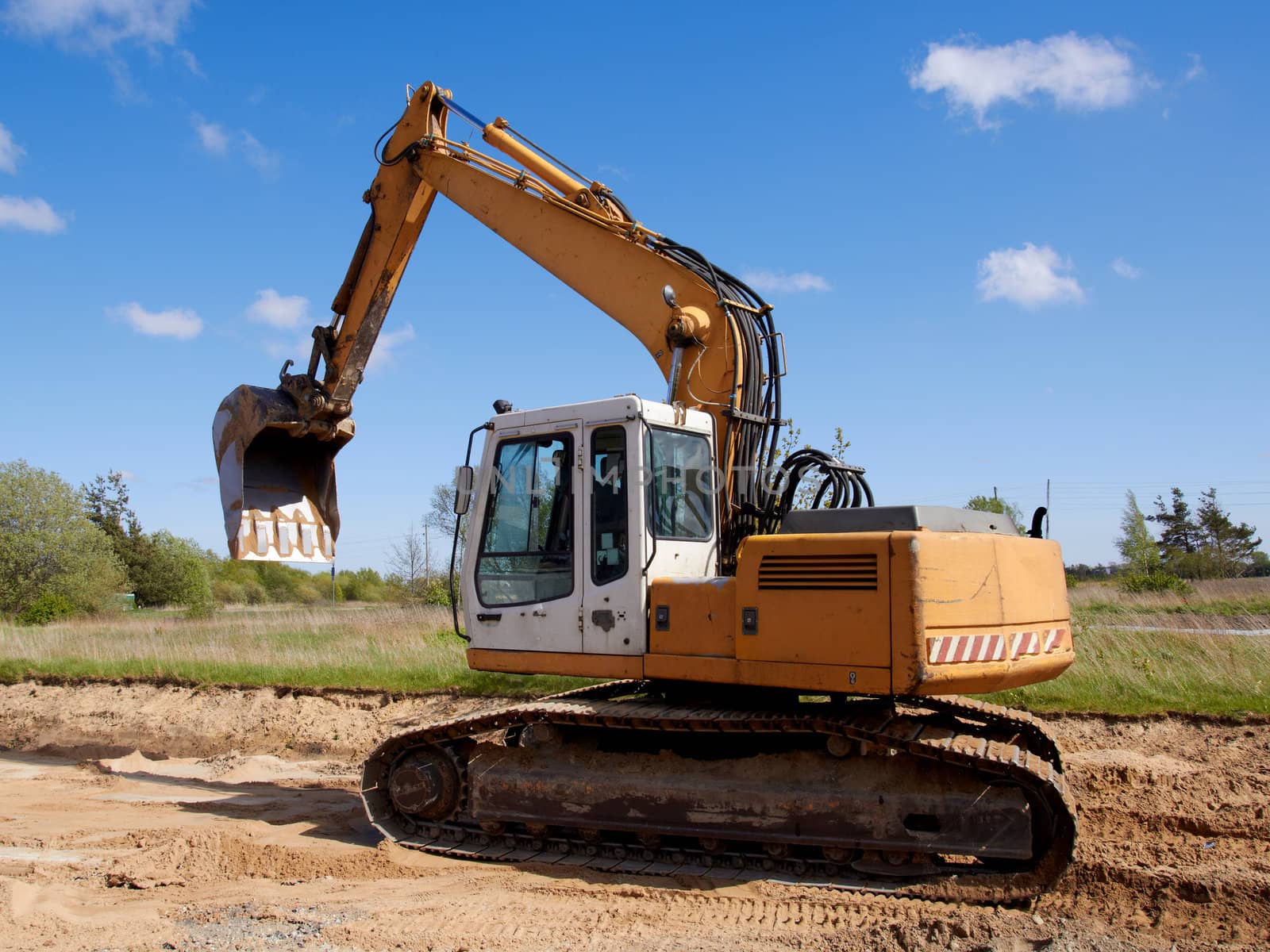 excavator on a construction site,building new street
