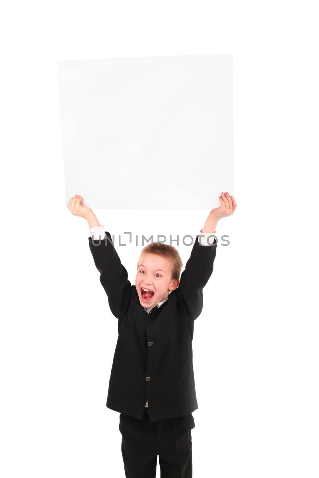 boy with blank paper by sabphoto