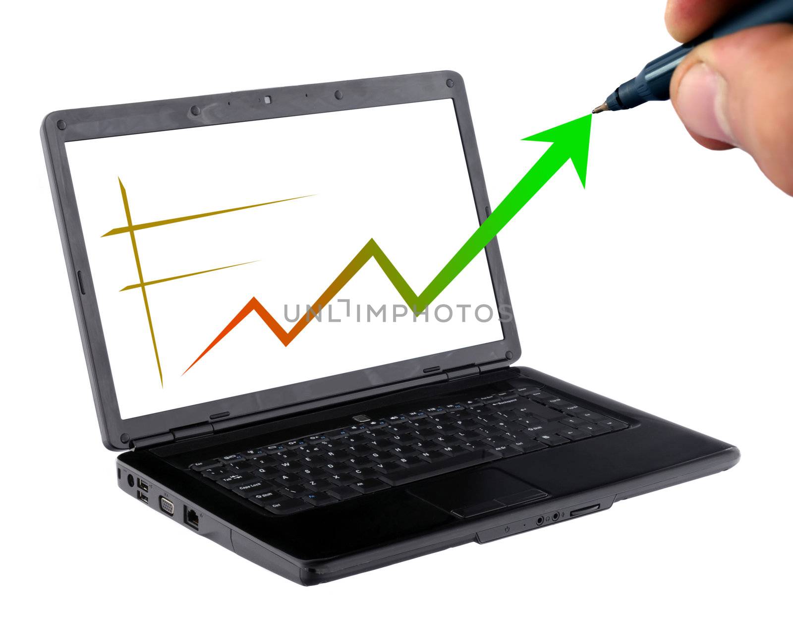concept of business growing statistics on laptop 