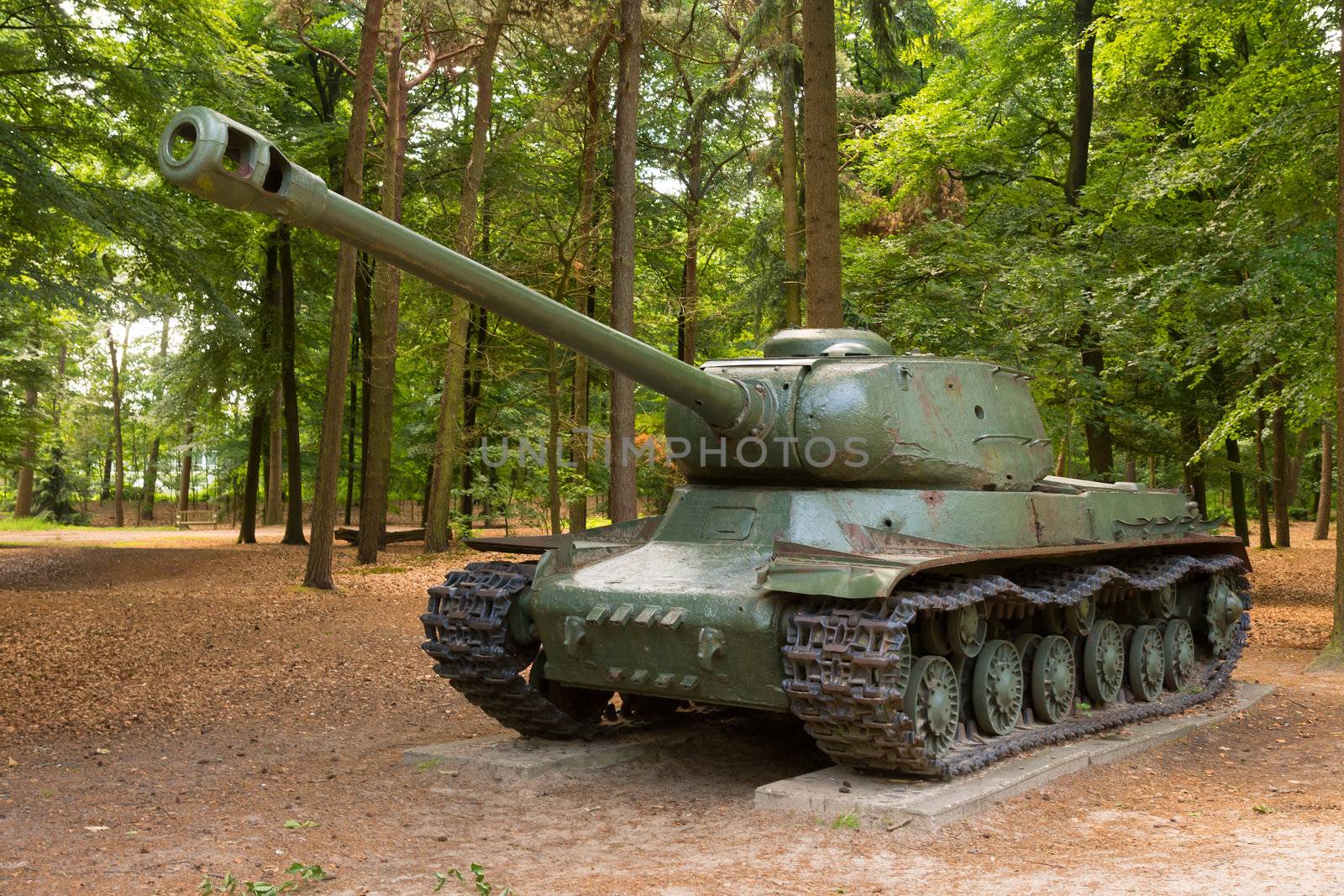 WW2 battle tank in public parc