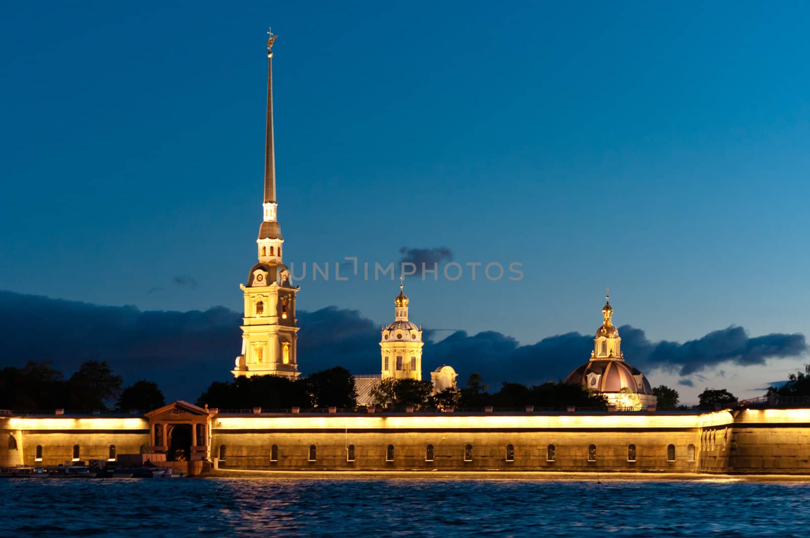 Peter and Paul fortress horizontal view from Neva river in Russia