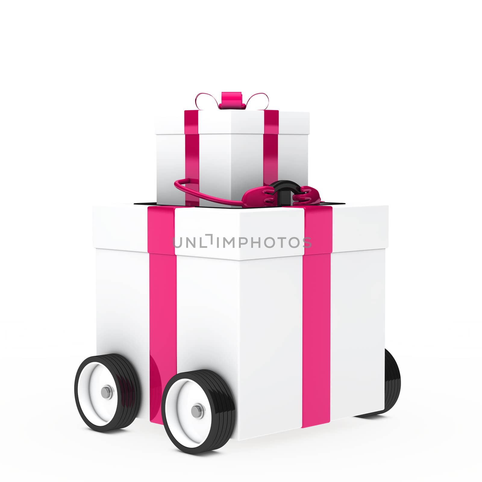 pink white christmas gift box figure vehicle