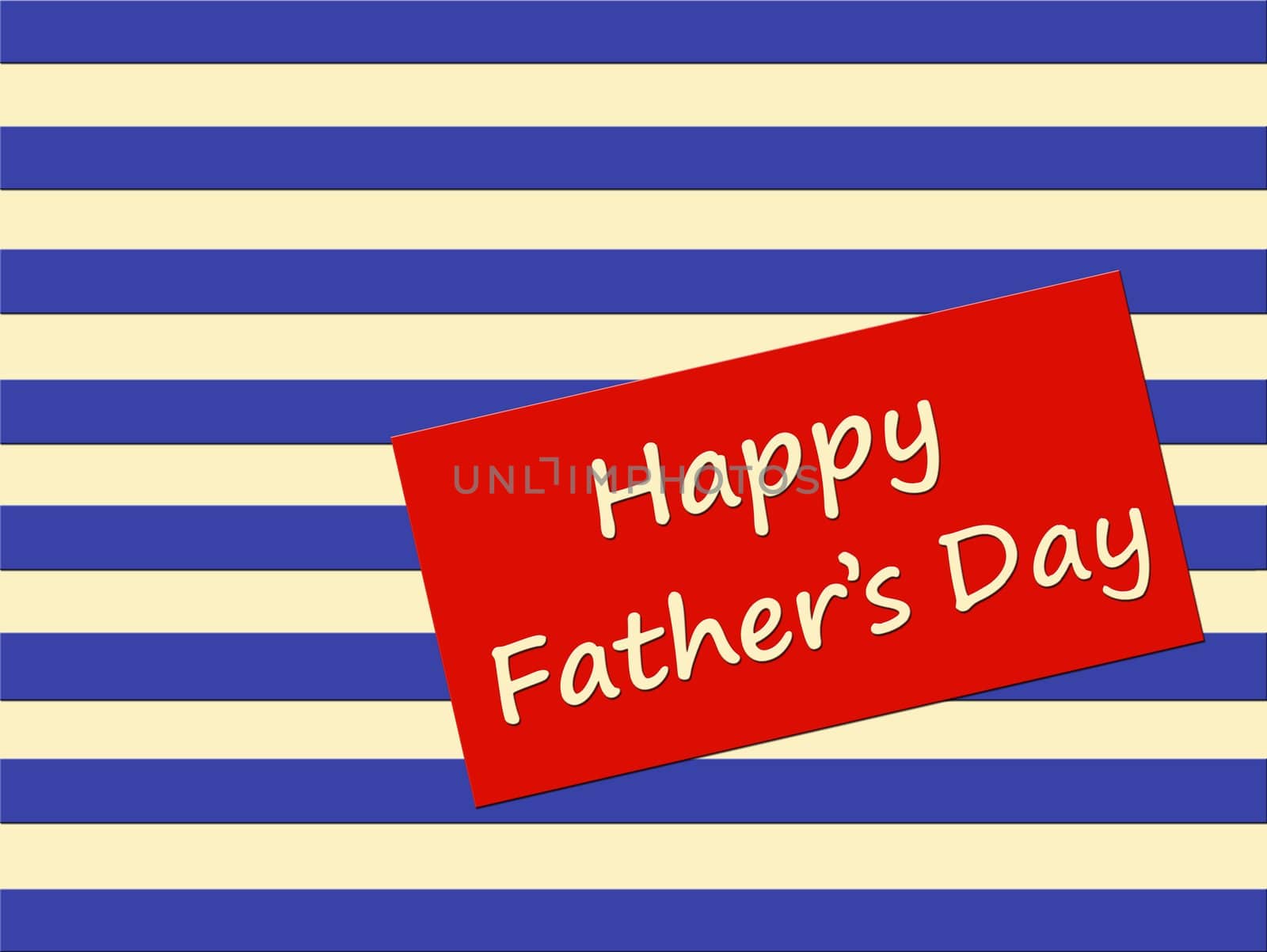 Happy Father's Day card with a blue and beige striped background
