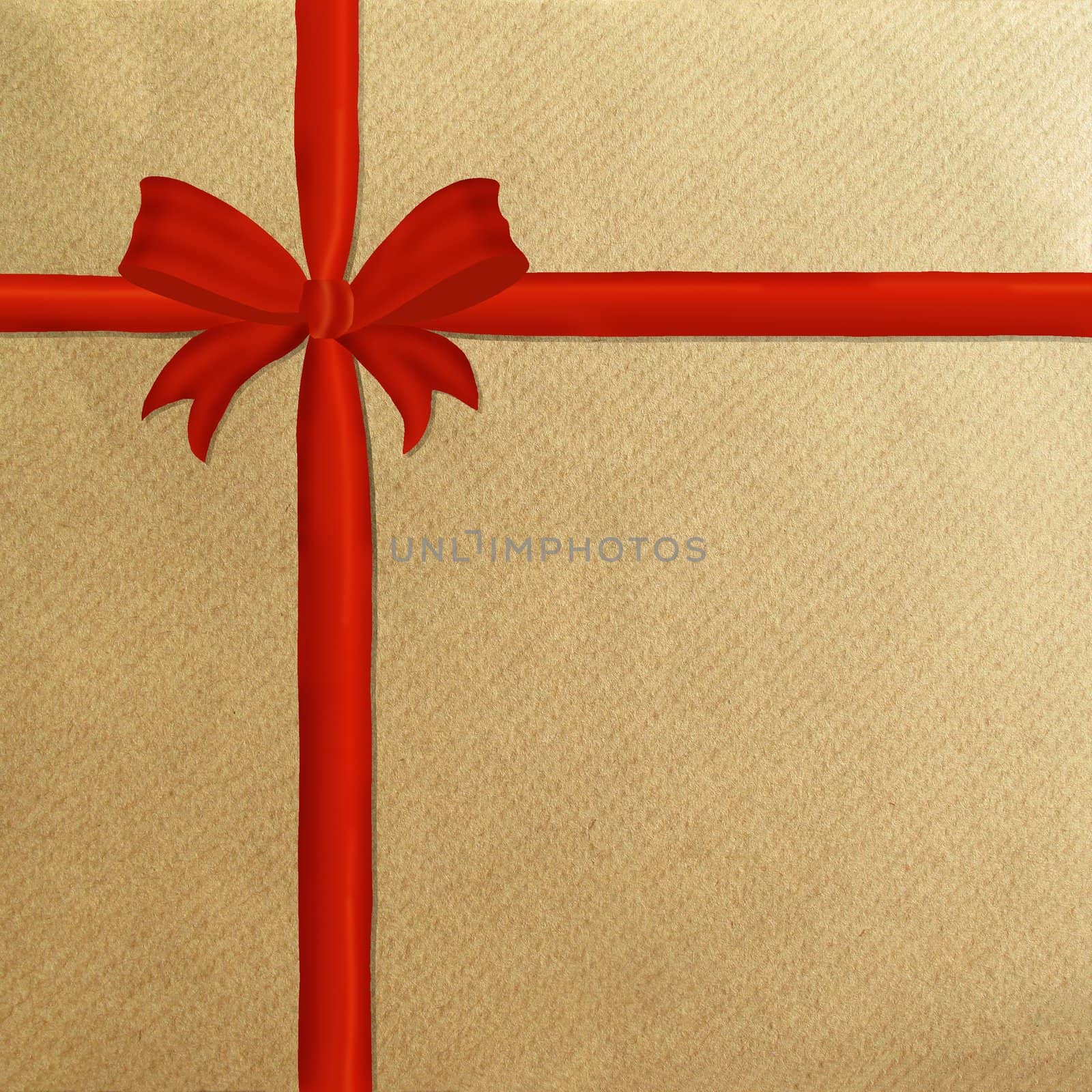Brown wrapping paper with a red ribbon, bow by acremead
