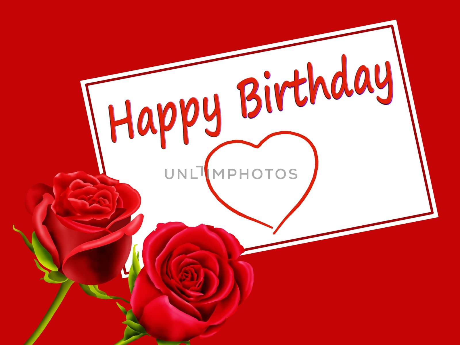 Birthday card with red roses by acremead