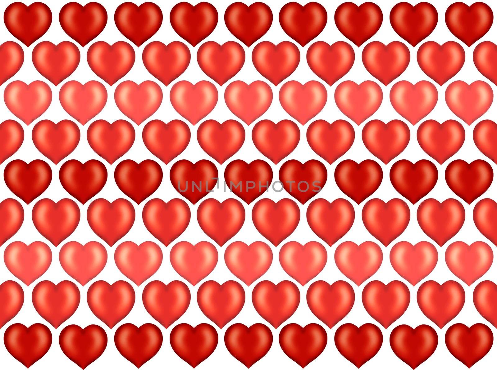 Wallpaper of red hearts isolated on a hwite background
