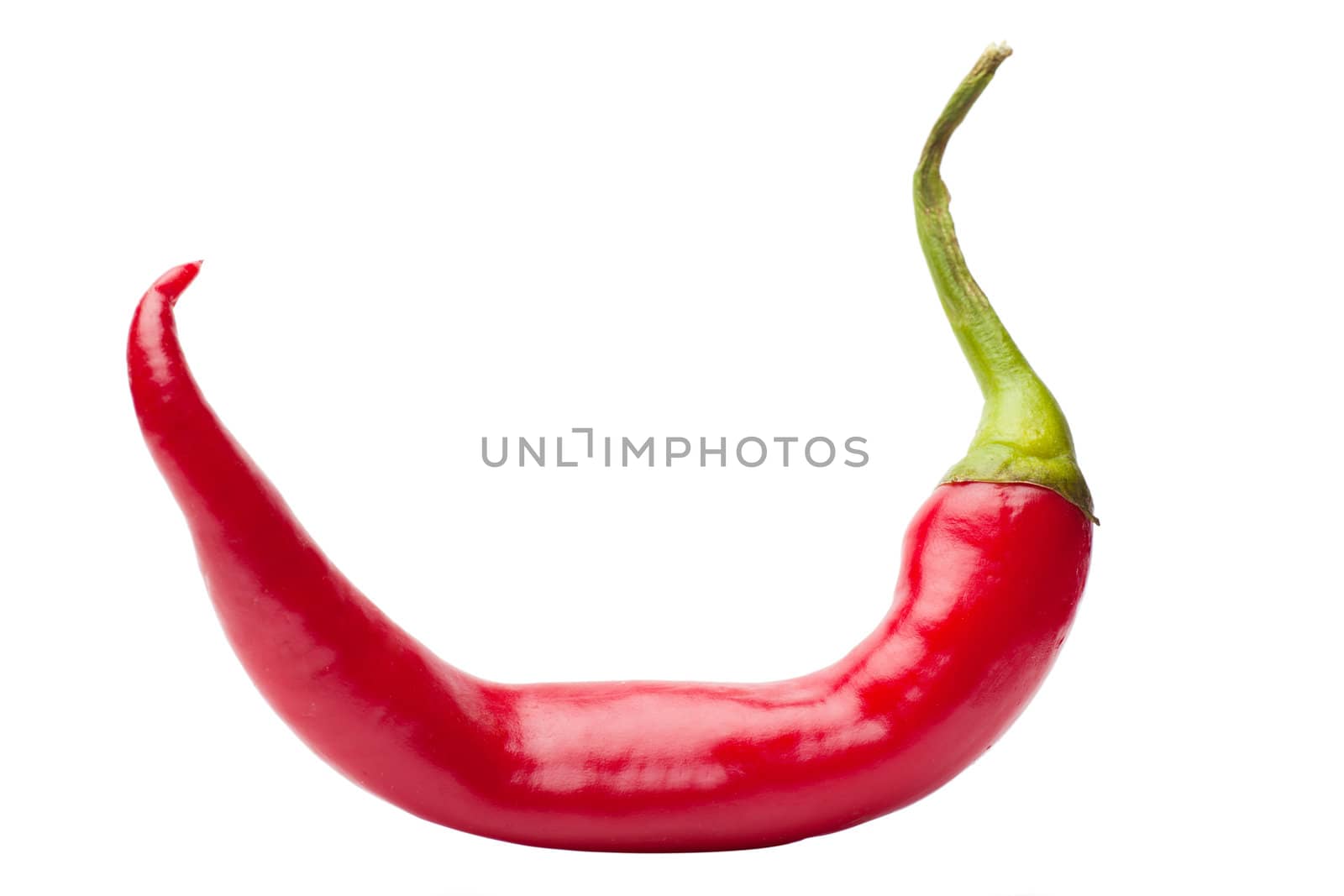 Closeup view of red chili pepper isolated over white background