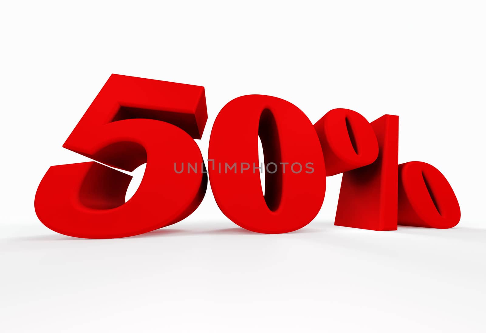 3d fifty percent isolated on white