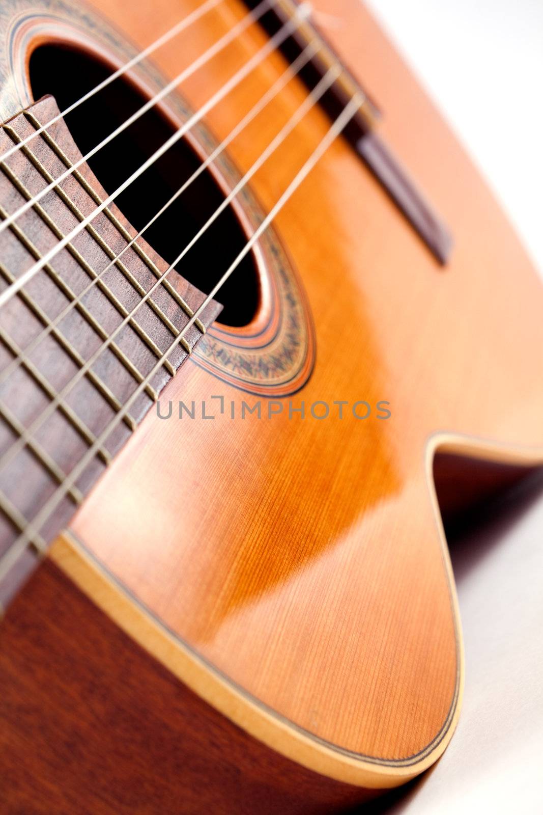 Close up image of spanish guitar with copyspace