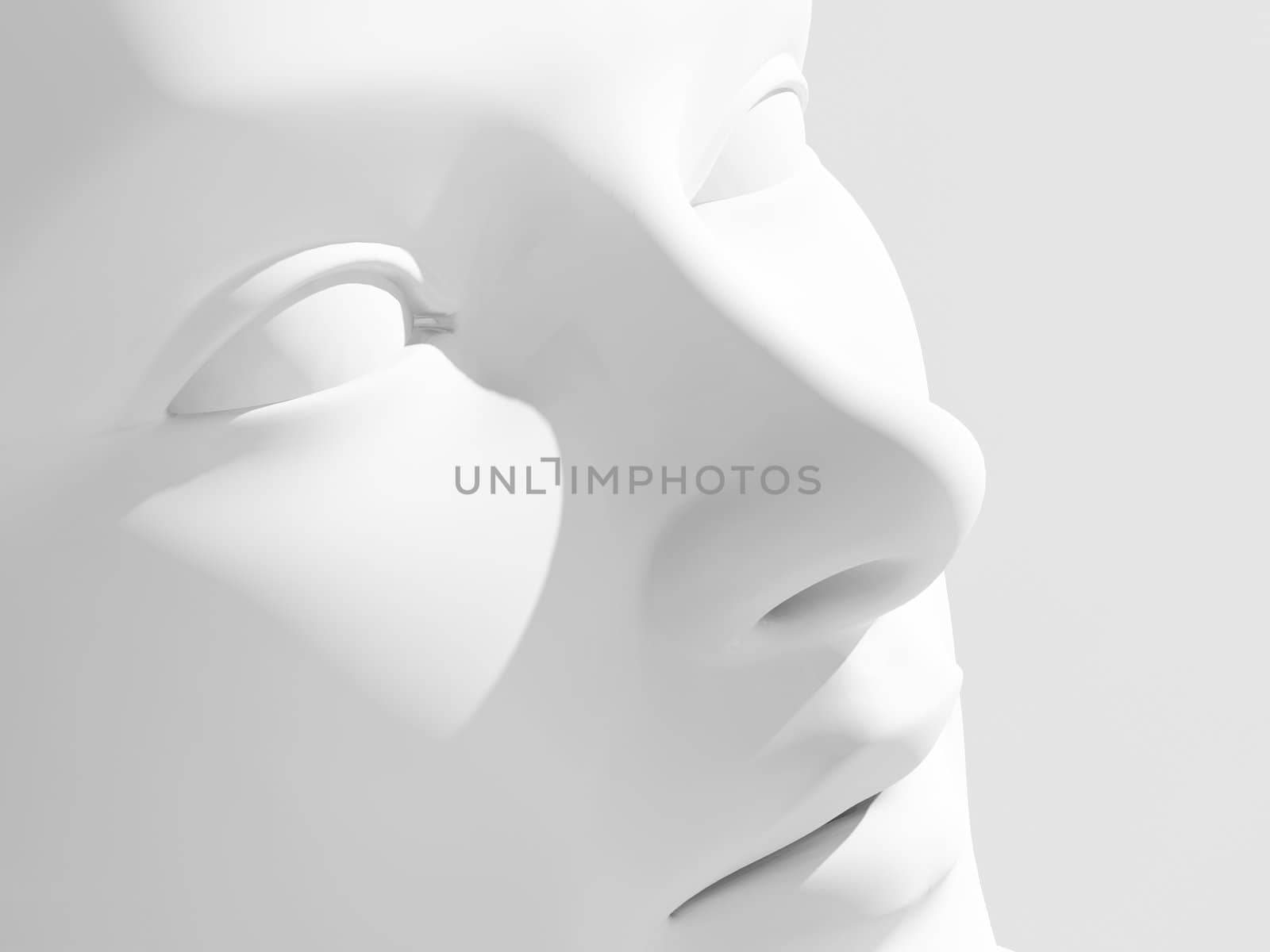 Illustration of 3d woman portrait with natural light