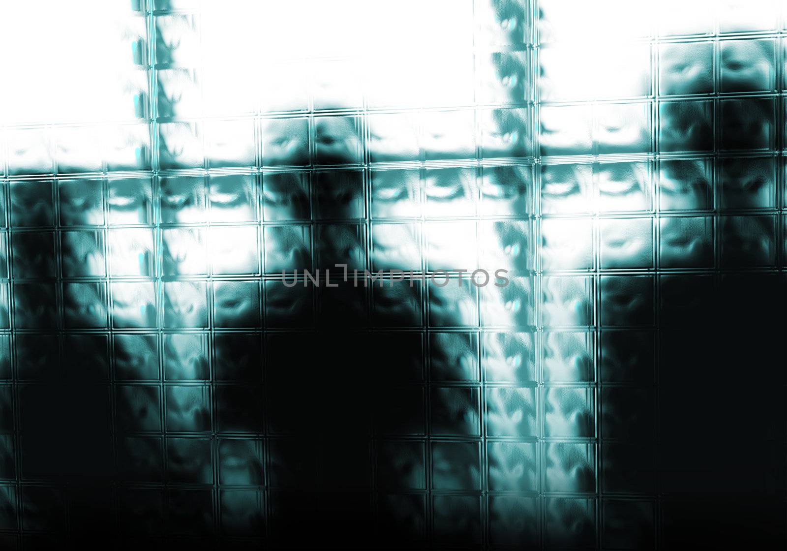 Abstract background with silhouettes of people behind the glass