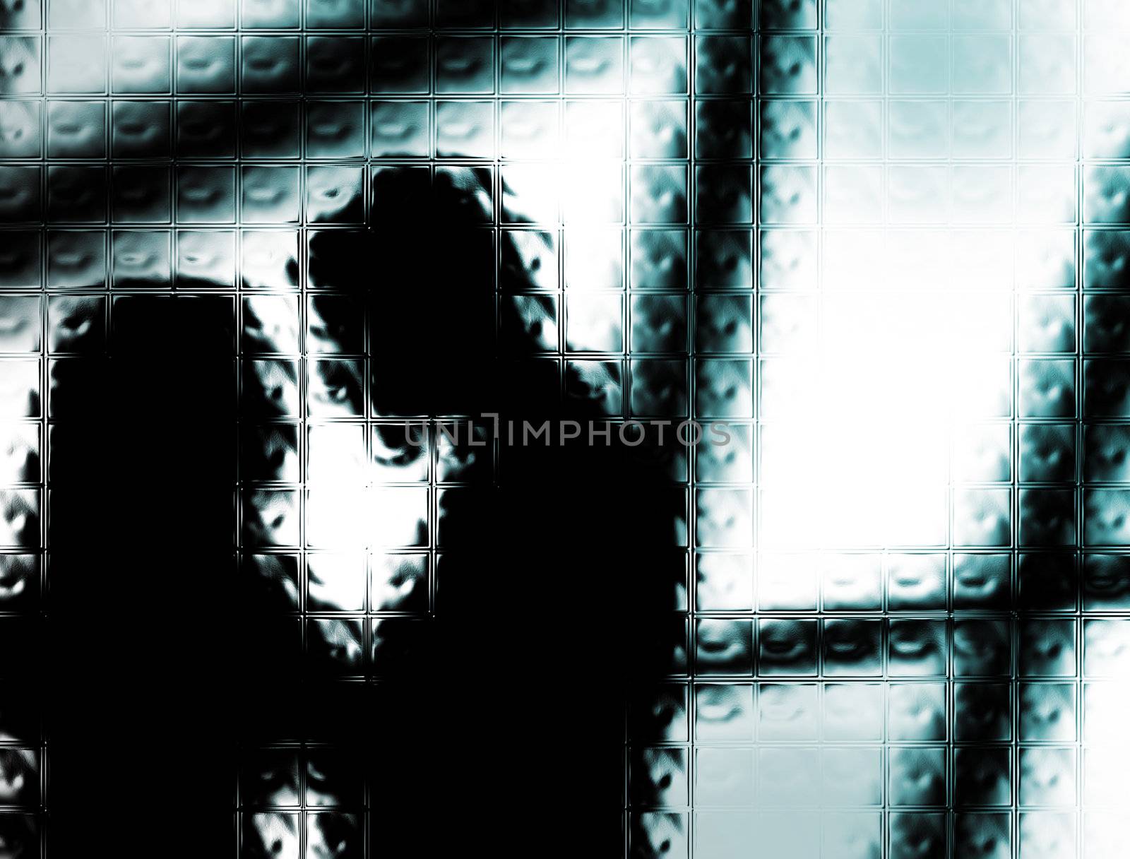 Abstract background of a man and a woman behind the glass
