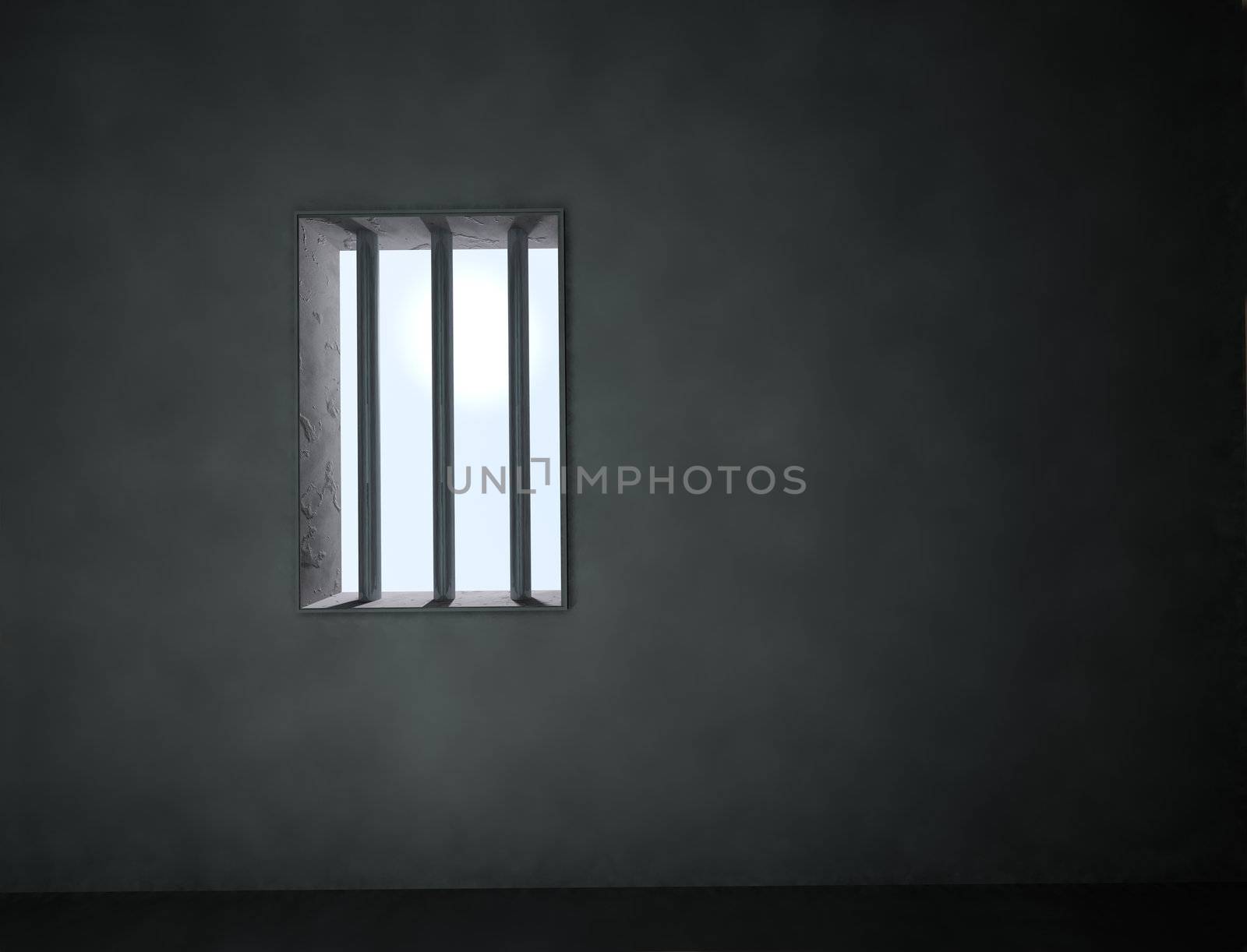 3d arquitecture background with bars of a jail