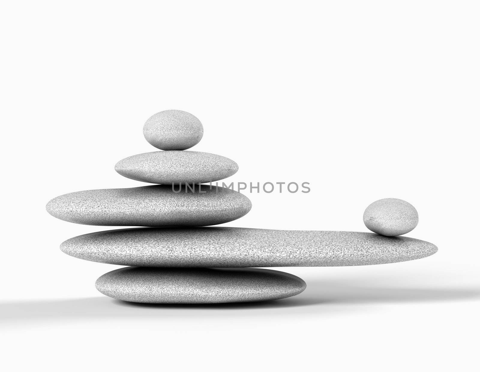 Balanced grey stones isolated in white.