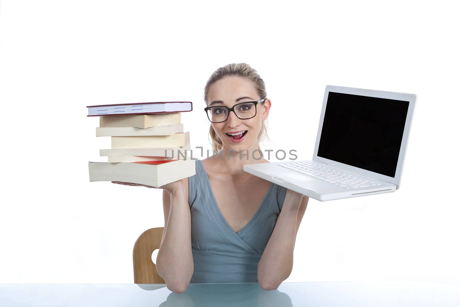 young successful business woman in the office with folder at work isolated on white background