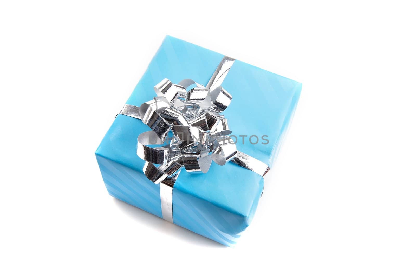 colorfull gift present with shiny ribbons isolated on white background