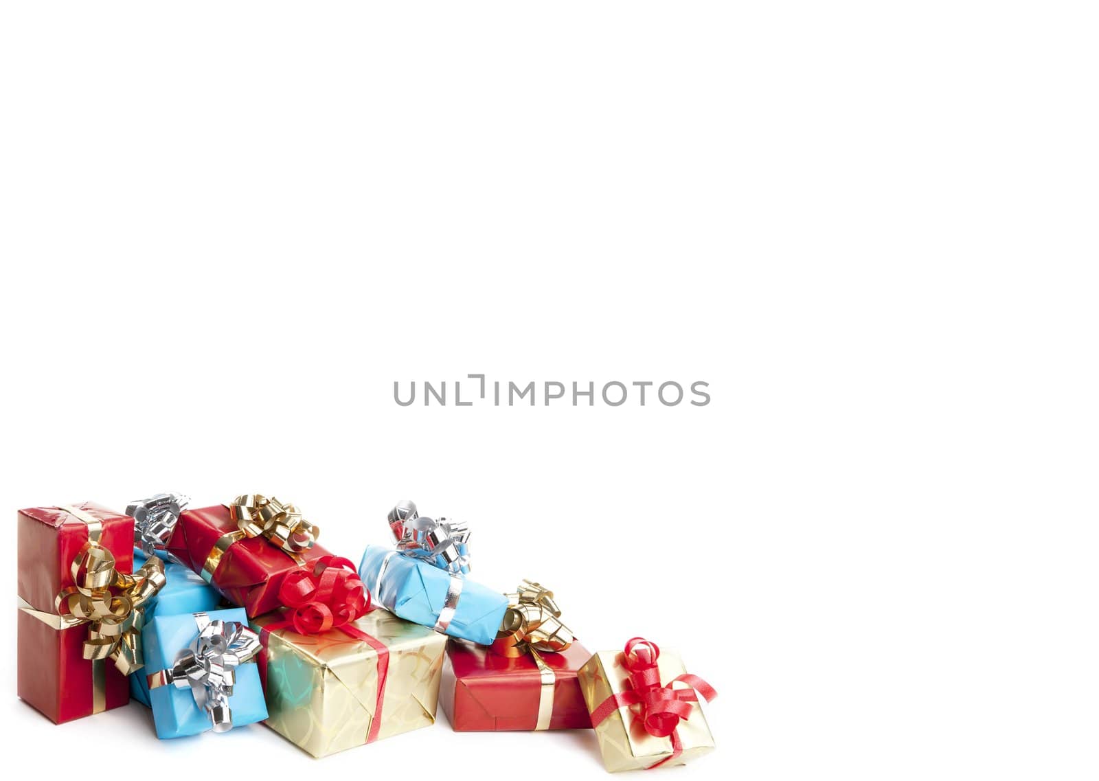 colorfull gift present with shiny ribbons isolated by juniart