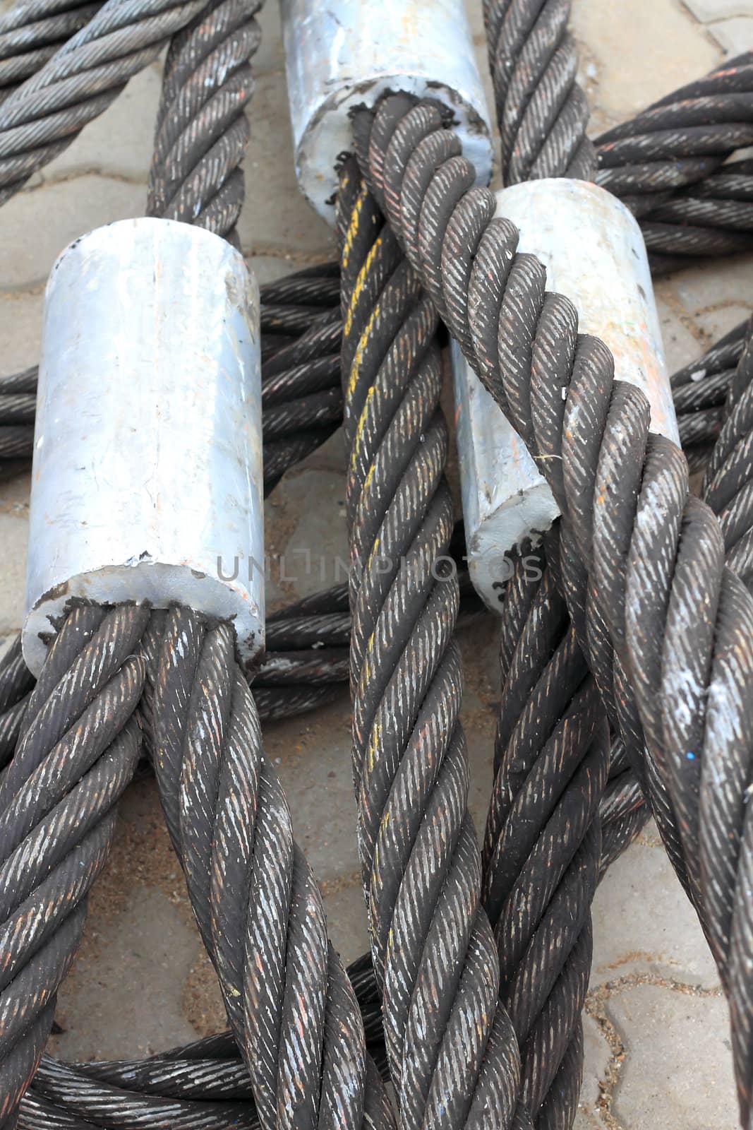 Detail of a galvanized wire rope