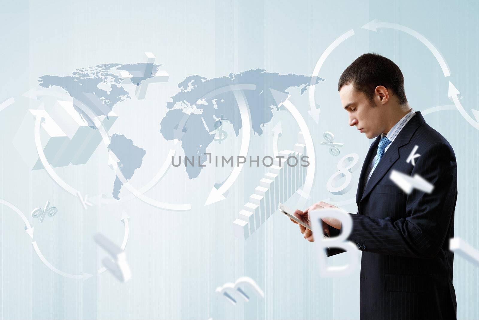 Young business person working with a notebook