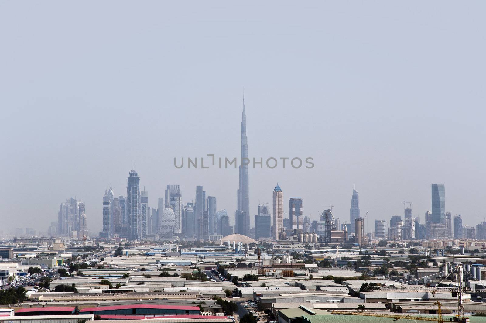 Dubai skyline with high towers, taken from Al Barsha, Dubai, UAE