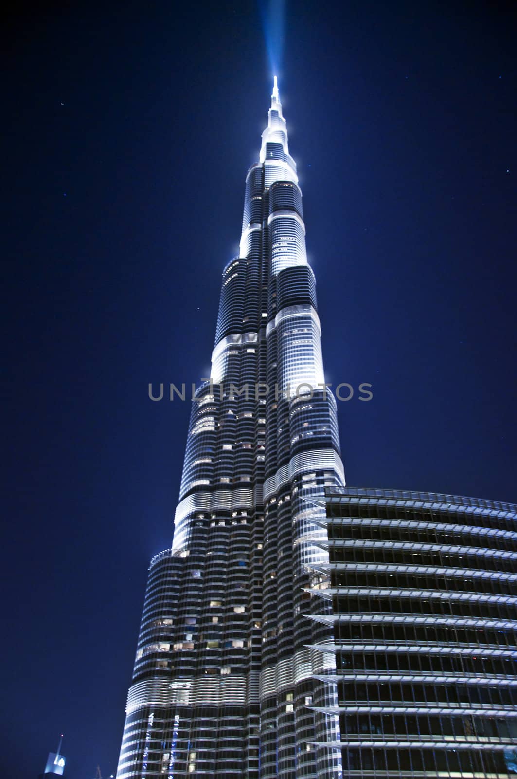 An amazing piece of architecture, the tallest building in the world, Burj Khalifa and the surroundings in Dubai, UAE