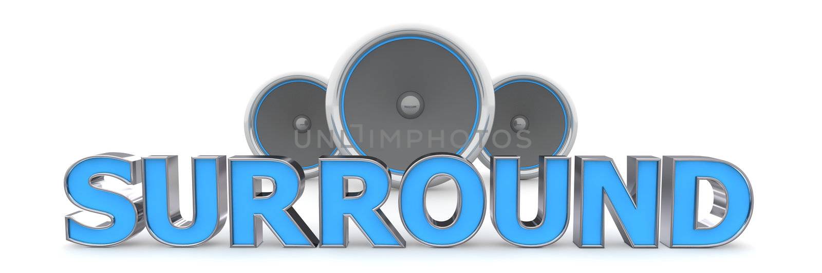 Three Speakers - SURROUND in Blue by PixBox