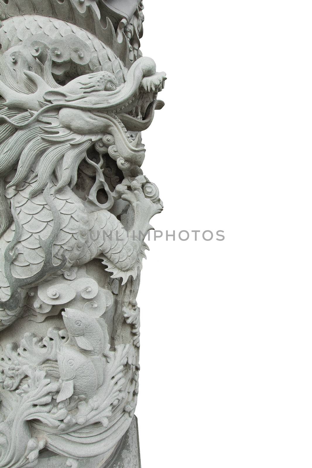 Chinese Dragon Stone Carving Column Outside Taoist Temple