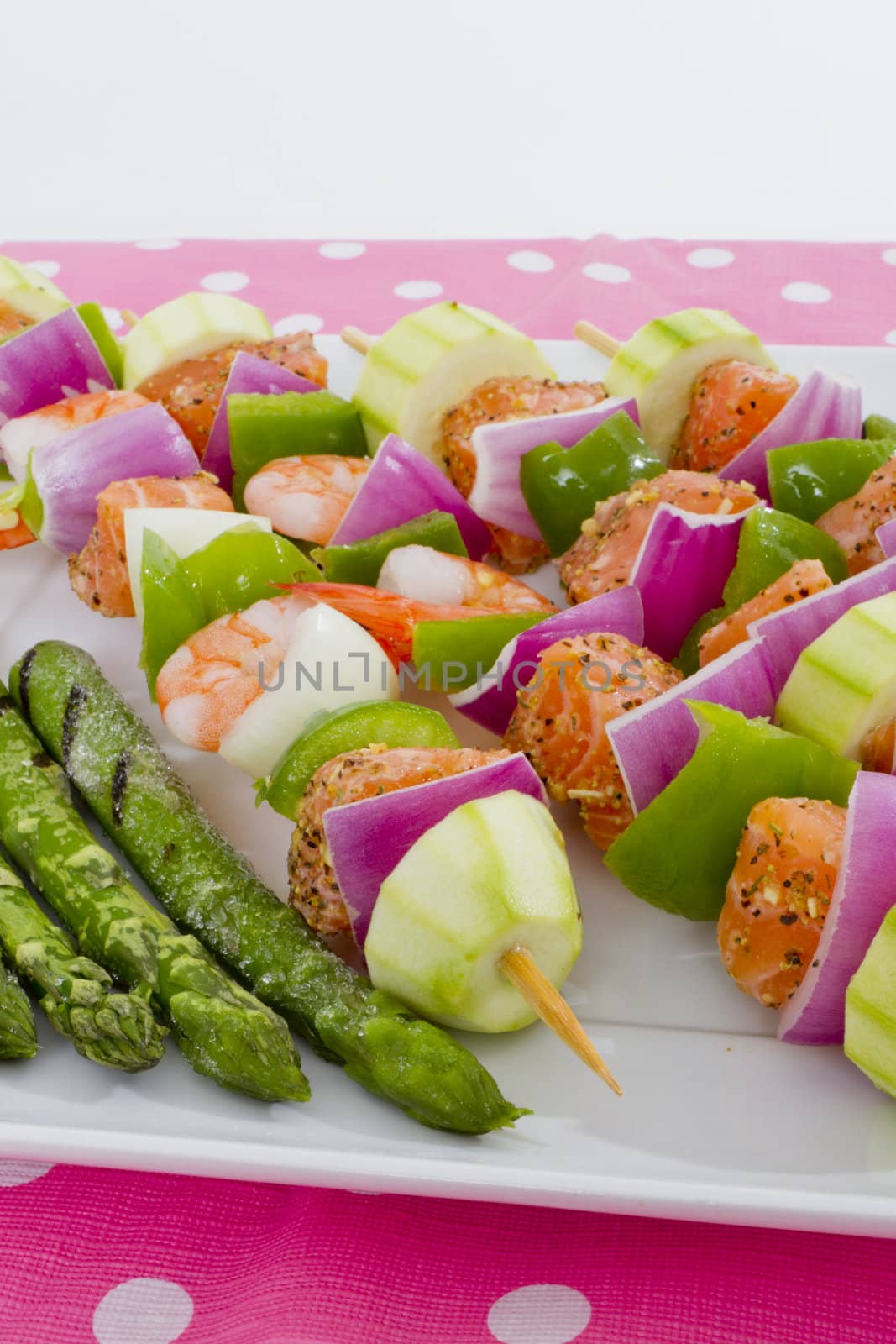 Seafood Skewers are Ready to go on the barbecue. by coskun