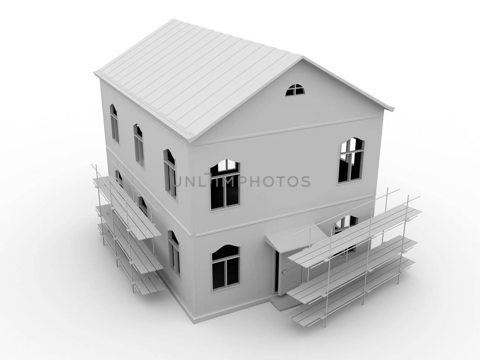 The big house on a white background
