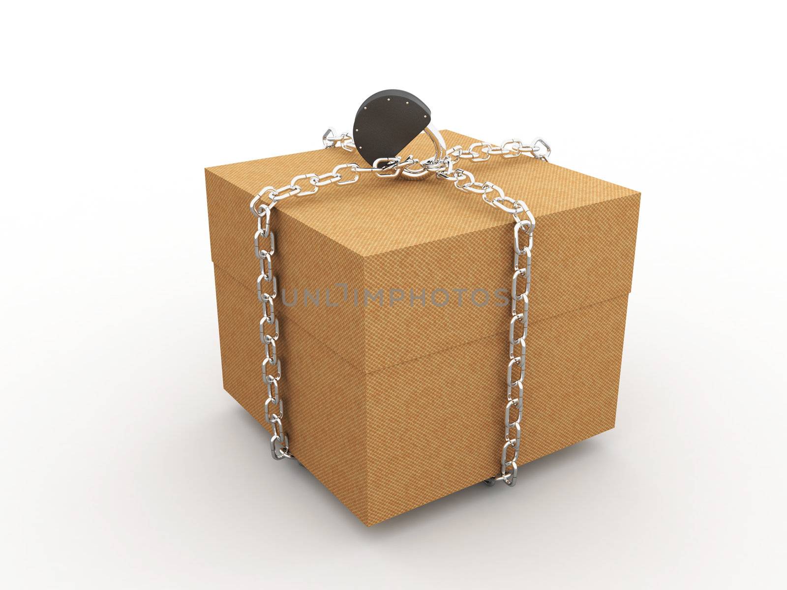 The closed cardboard box on a white background