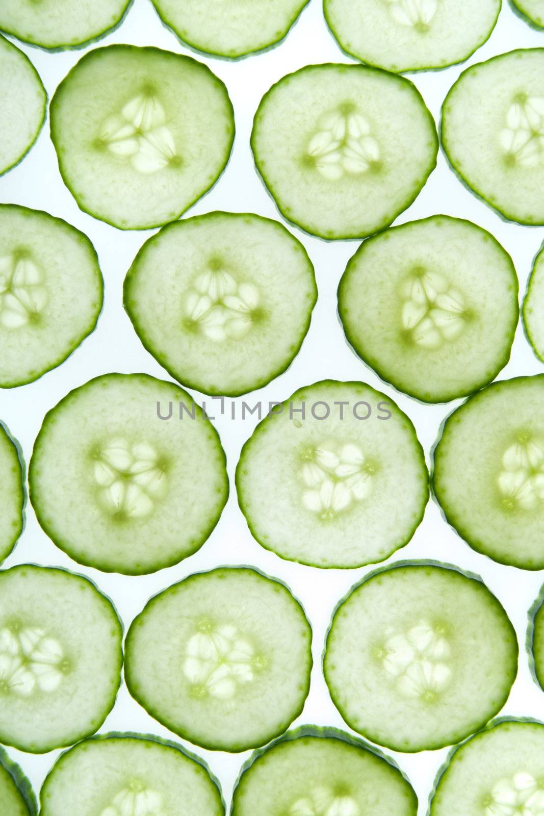 Vegetables and a grid of green slices