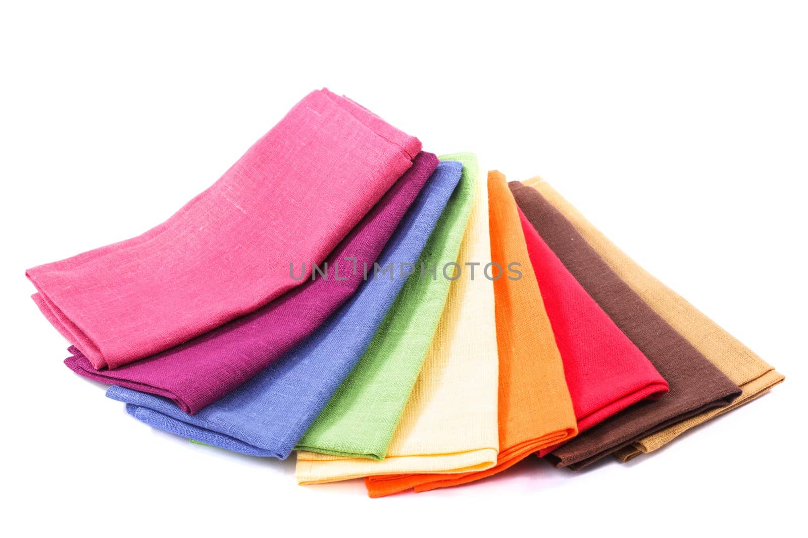 Colourful flax texrile heap for a tableware