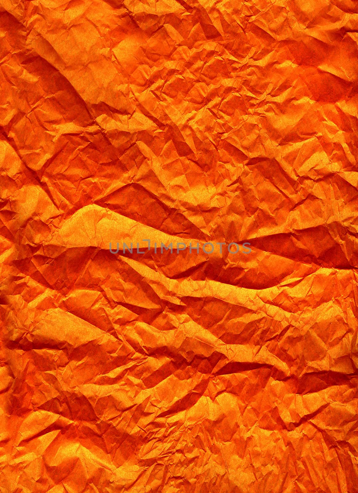 Wrinkled orange silk paper background texture